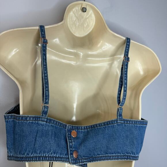 Wrangler + STAUD The Jean Cropped Denim Top Sexy Women's M New - Picture 11 of 15